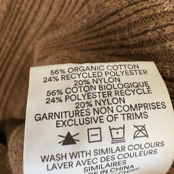 Frank & Oak Tan Brown Organic Ribbed Button down Midi Sweater Dress Belted - Picture 7 of 7